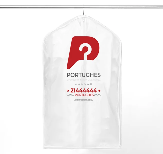 Original garment-cover application with the Portughes logo and contact details.